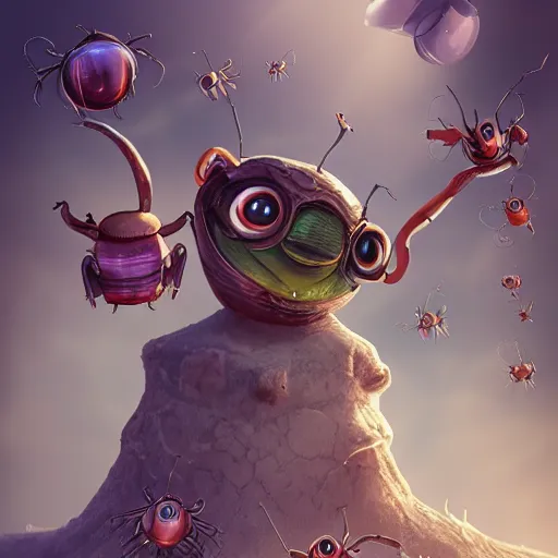 Image similar to The bugs master, 4k, post-processing, very very detailed, artstation, cute