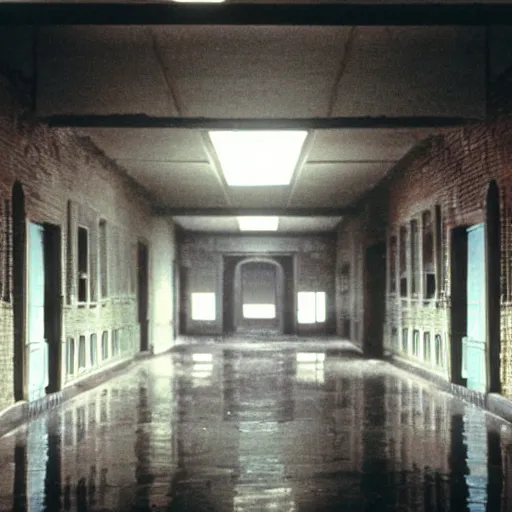 Prompt: danvers state hospital. still from blade runner