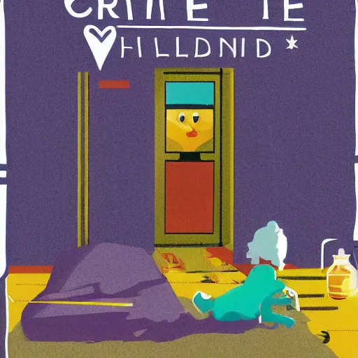 Prompt: crime scene illustration children book trending