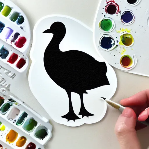 Prompt: cute goose, stylized, full body, watercolour, diecut, sticker