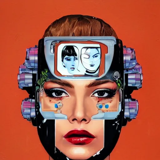 Image similar to a portrait of a beautiful woman as a robot, by marvel comics and Sandra Chevrier