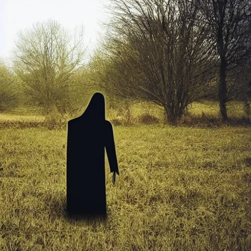 Image similar to dark creepy figure hiding in a field