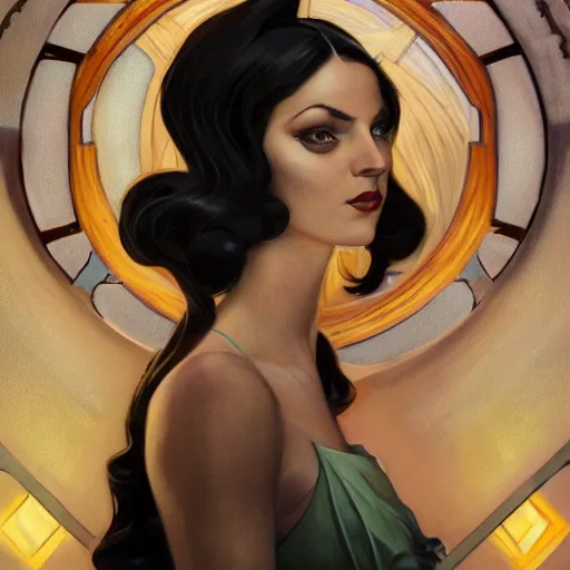 Prompt: a streamline moderne, art nouveau, multi - ethnic and multi - racial portrait in the style of charlie bowater, and in the style of donato giancola, and in the style of charles dulac. very large, clear, expressive, intelligent eyes. symmetrical, centered, ultrasharp focus, dramatic lighting, photorealistic digital painting, intricate ultra detailed background.