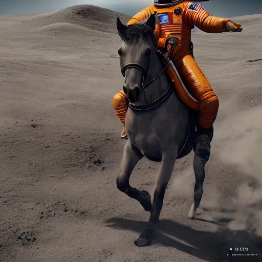 Prompt: professional photo of astronaut riding a horse on the moon, hyperrealistic masterpiece, trending on artstation, cgsociety, kodakchrome, golden ratio, cinematic, composition, beautiful lighting, hyper detailed, octane render, 4 k, unreal engine, low angle shot