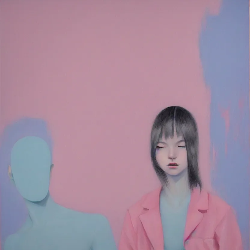 Image similar to neo - pop fine art figurative painting with modern western youth pop culture influences by yoshitomo nara in an aesthetically pleasing natural and pastel color tones