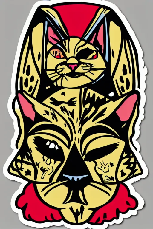 Image similar to Portrait of a cat as a Mexican wrestler in a mask, sticker, colorful, illustration, highly detailed, simple, smooth and clean vector curves, no jagged lines, vector art, smooth