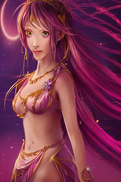 Image similar to the female goddess of beauty, anime digital art, gradient shading, 4k ultra