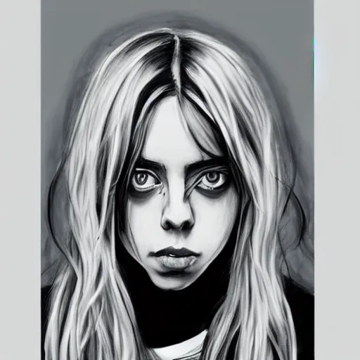 Prompt: billie eilish portrait sketch style