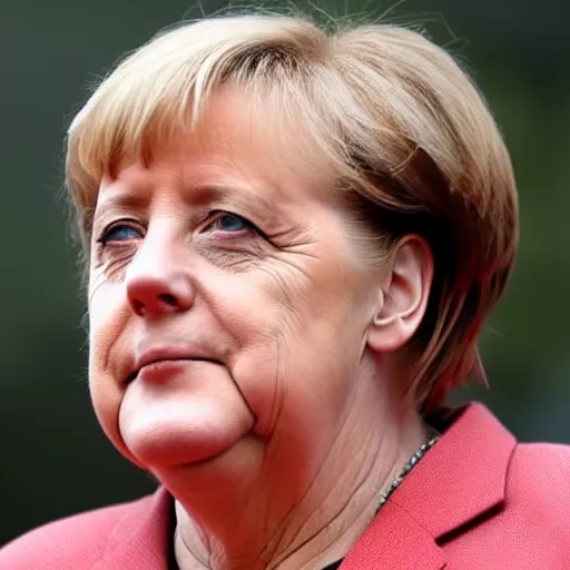 Image similar to angela merkel with hair style of boris johnson