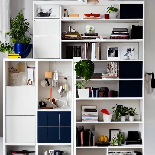 Prompt: putting together new ikea furniture magazine photo