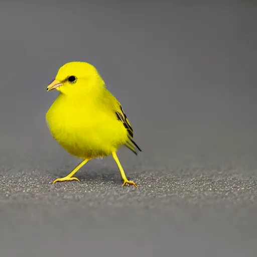 Image similar to small yellow bird, hyperrealistic, closeup, depth of field