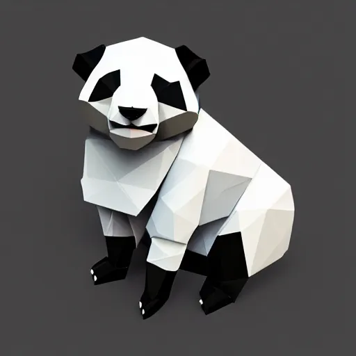 Image similar to a low poly isometric render of a panda, white background