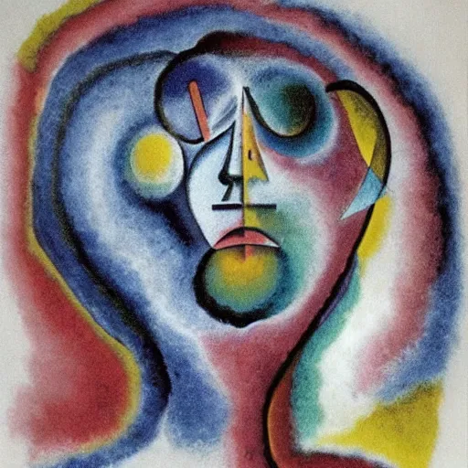 Image similar to face; a 3d abstract sketch by Kandinsky