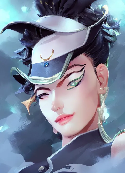 Prompt: a highly detailed illustration of beautiful girl cosplaying jotaro kujo, intricate, elegant, highly detailed, centered, digital painting, artstation, concept art, smooth, sharp focus, league of legends concept art, wlop.