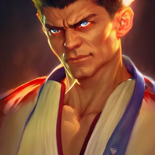 Prompt: vladimir zelenskiy as a street fighter character, cg animation, capcom, realistic, character select portrait, by artgerm, greg rutkowski, alphonse mucha, trending on artstation, digital art