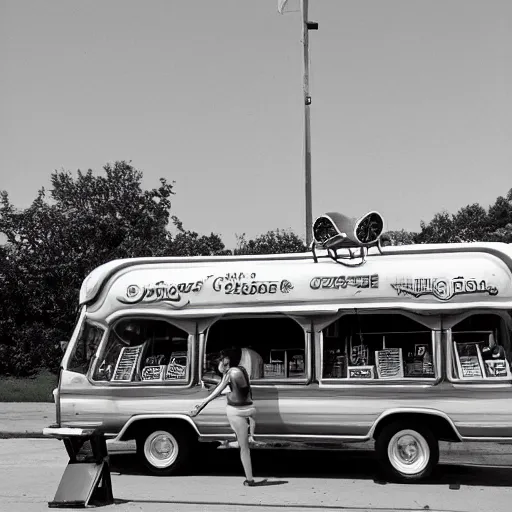 Image similar to the Oscar Meyer Weinermobile crashing into a fruit stand, photo, f1.7 35mm prime, award winning