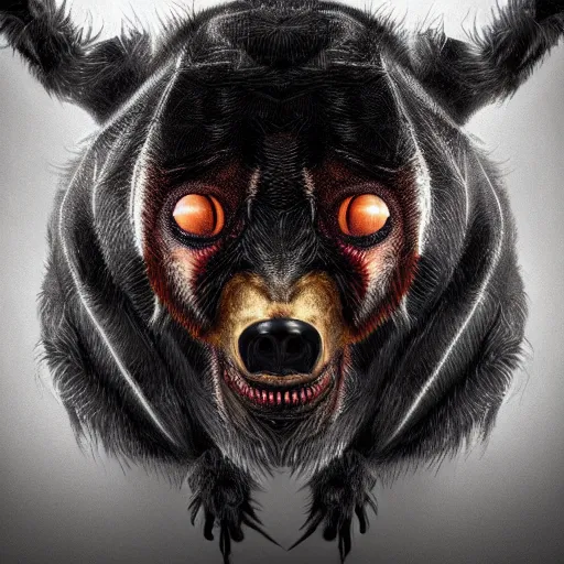 Image similar to Perfectly-centered portrait-photograph of creature who is half spider and half bear, lifelike, super highly detailed, professional digital painting, artstation, concept art, smooth, sharp focus, extreme illustration, Unreal Engine 5, Photorealism, HD quality, 8k resolution, cinema 4d, 3D, beautiful, cinematic, art by artgerm and greg rutkowski and alphonse mucha and loish and WLOP