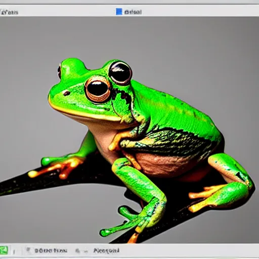 Prompt: badly photoshopped image of a frog