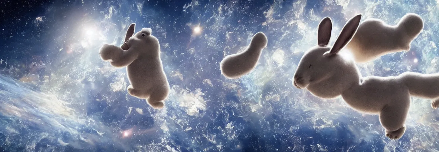 Image similar to photo of big chungus floating in space