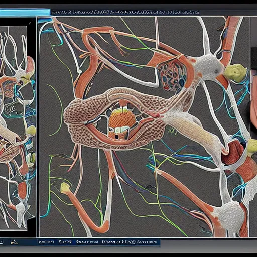 Image similar to “ a scan of a mutated anatomy textbook, extremely detailed ”
