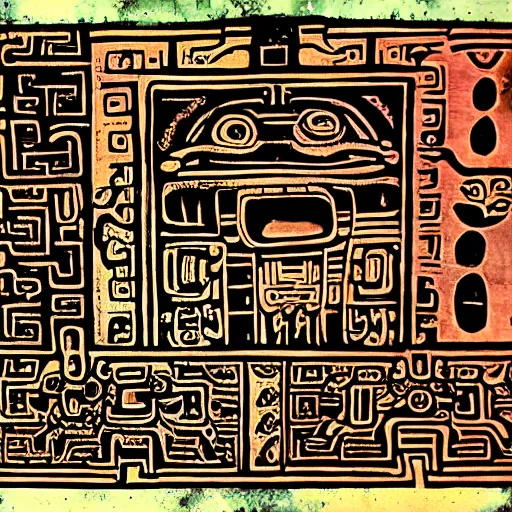 Image similar to Ancient Mayan codex with illustrations of System Shock 2