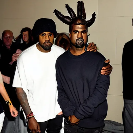 Image similar to kanye with a facehugger from alien on his head