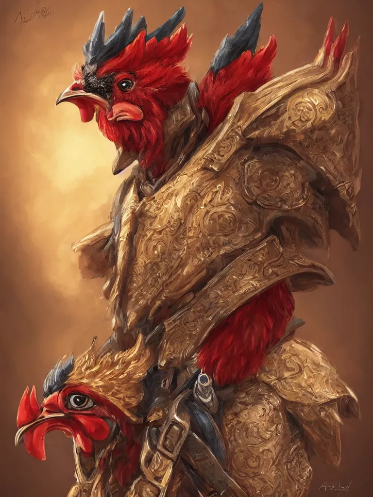 Image similar to portrait of an anthropomorphic rooster man dressed as a fantasy ranger by alex horely orlandelli, fantasy, artstation, d & d, smooth, illustration
