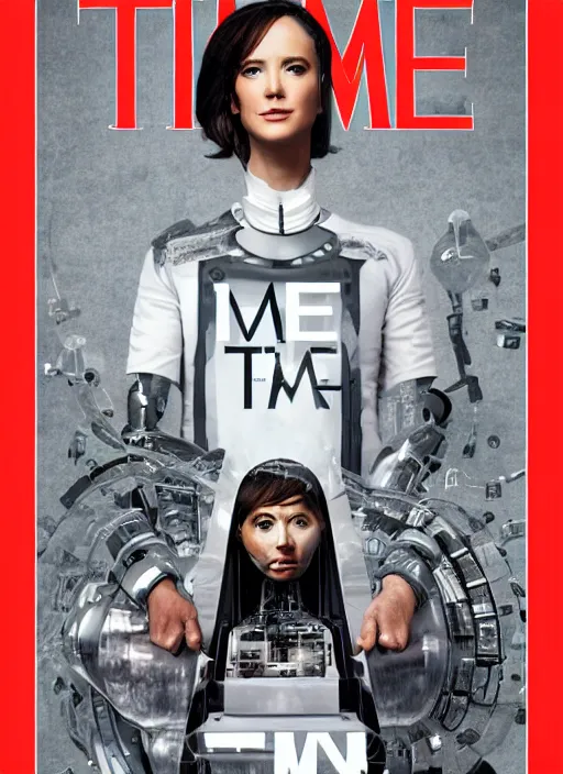 Image similar to TIME magazine cover, the coming AI singularity, 4k