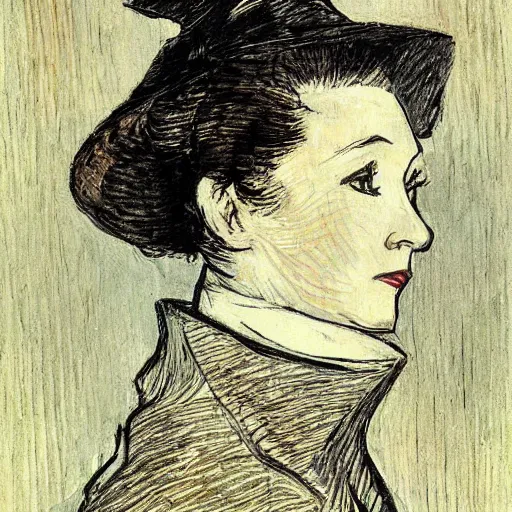 Image similar to anne heche painted by toulous - lautrec