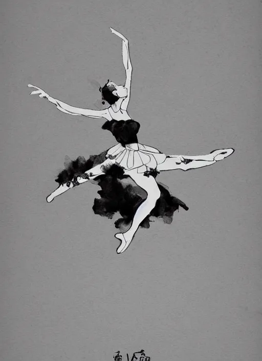 Image similar to ink art ballerina by xu wei