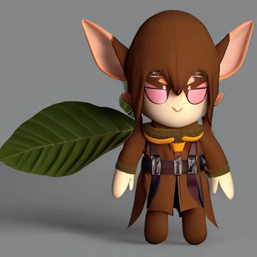 Prompt: cute fumo plush of an elven scout who can see a leaf fall from 2 km away, character design, vray caustics