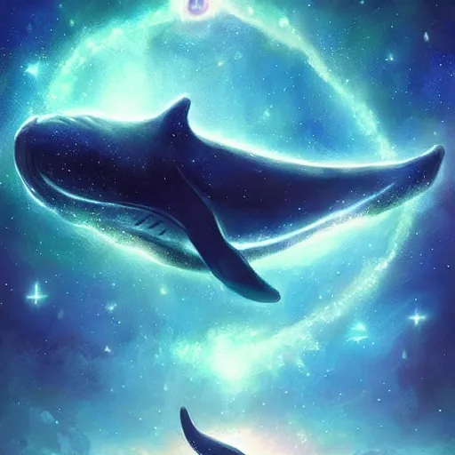 Image similar to space magical whale, galaxy whale, epic fantasy style art, galaxy theme, eyes, eyes, eyes, eyes, by Greg Rutkowski, hearthstone style art, 99% artistic