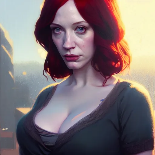 Prompt: highly detailed portrait christina hendricks in gta v, stephen bliss, unreal engine, fantasy art by greg rutkowski, loish, rhads, ferdinand knab, makoto shinkai and lois van baarle, ilya kuvshinov, rossdraws, tom bagshaw, global illumination, radiant light, detailed and intricate environment