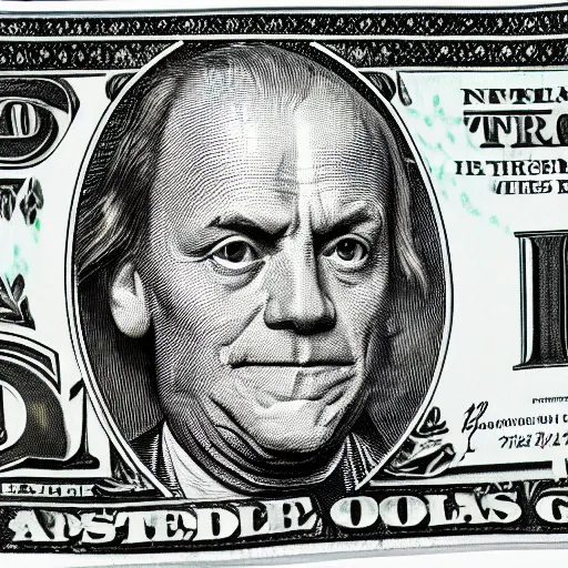 Image similar to dollar bill with donald tusk face inside