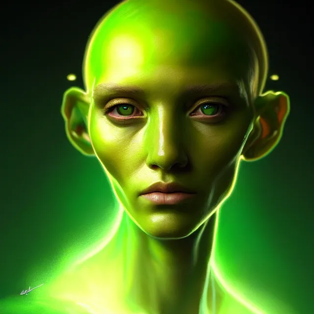 Prompt: epic professional digital art of green allien portrait, atmospheric lighting, painted, intricate, golden hour, detailed by leesha hannigan, thierry doizon, best on artstation, cgsociety, wlop, epic, stunning, gorgeous, much detail, much wow, masterpiece