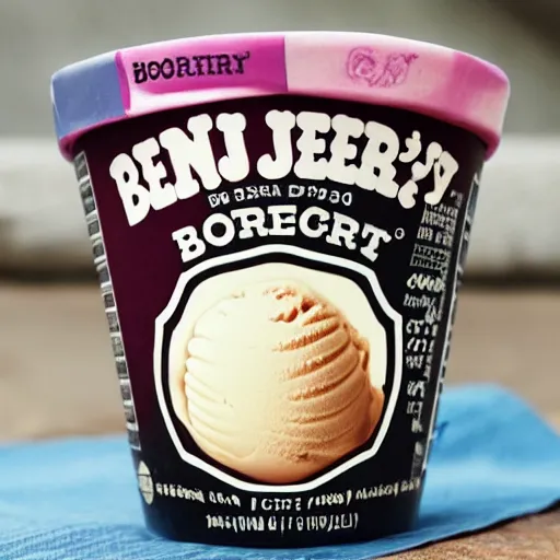 Prompt: ben and jerry's borscht flavoured ice cream, borscht written on the front