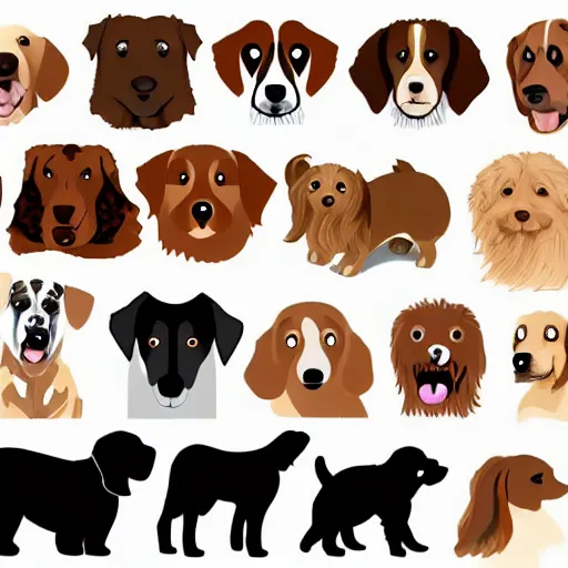 Image similar to set of logos in the form of different breeds of dogs