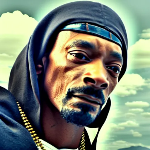 Image similar to cinematic film still of Snoop Dogg starring as a Samurai holding fire, Japanese CGI, VFX, 2022, 40mm lens, shallow depth of field, film photography