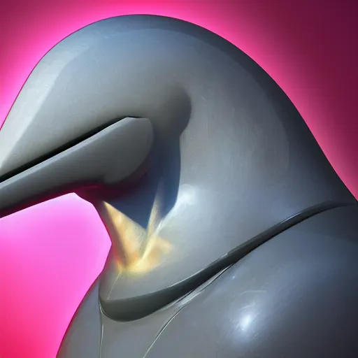 Prompt: very very beautiful cybernetic bottlenose dolphin bust profile picture, male anthropomorphic android design, bulbous beak, commission on FurAffinity, digital art, unreal engine