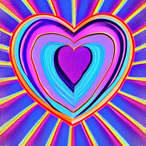 Image similar to a heart made of blue pink and purple stripes in a pop art style, digital art, trending on art station, brush strokes, medium tones