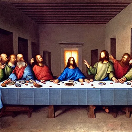 Image similar to Joe biden at the last supper, hyper realism, detailed, by leonardo da vinci,