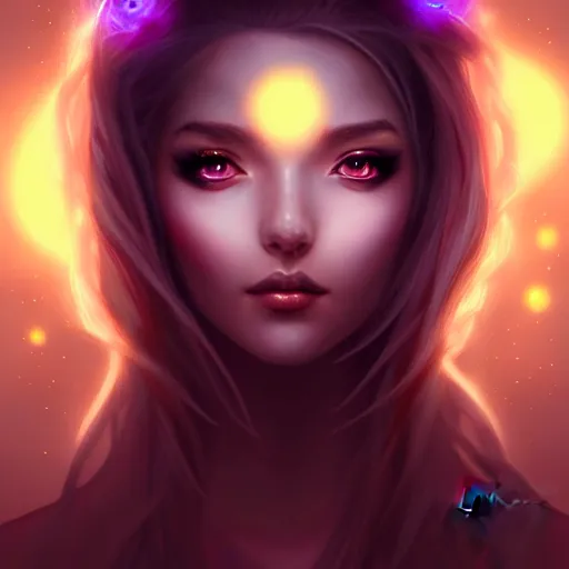 Image similar to mystical female creature with glowing energies and particals, surrounded by spirits, gloomy cinematic lighting, highly detailed, illustrated novel, by artgerm