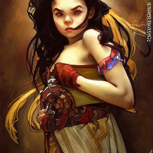 Image similar to a little cute angry dwarf. beautiful painting by artgerm and greg rutkowski and alphonse mucha