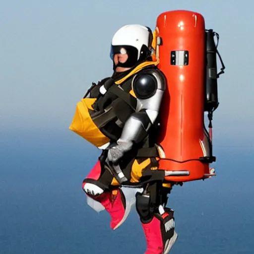 Prompt: a jetpack that tears its wearer apart on launch