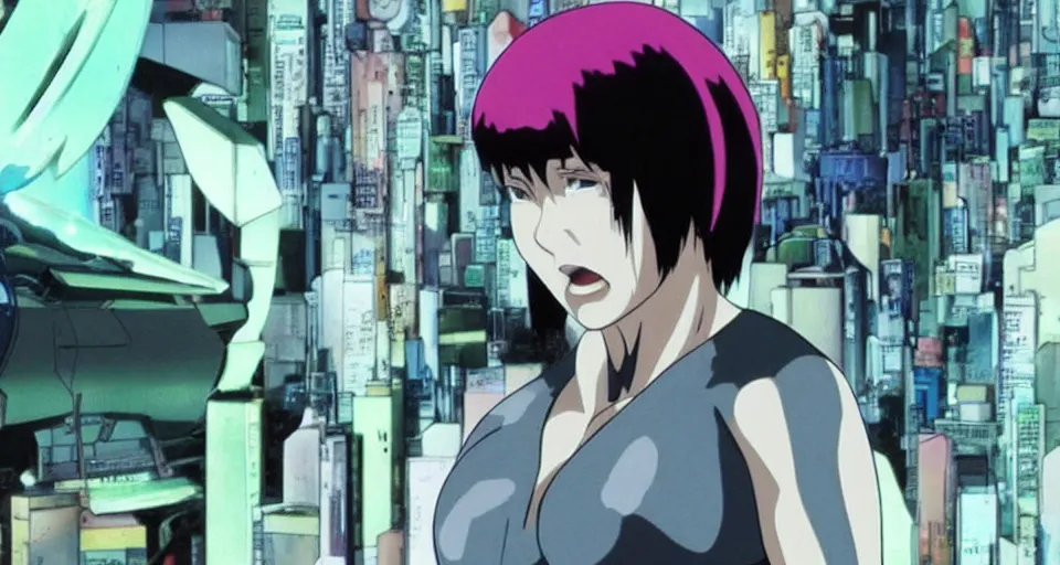 Image similar to Mind, Body, Spirit. Screenshot from an episode of the anime 'Ghost in the shell: Stand Alone Complex' (2003). Produced by 'Production I.G'. Original manga by Masamune Shirow. Art direction by Kazuki Higashiji and Yuusuke Takeda.