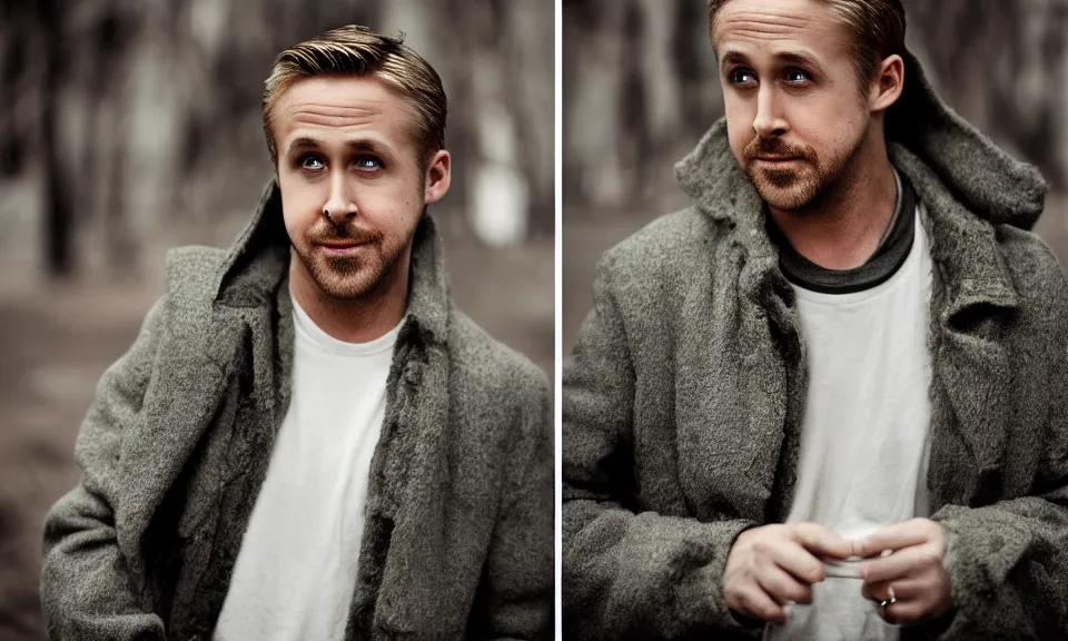 Image similar to Ryan Gosling playing Yoda, cinematic photography, portrait, 35mm f1.8