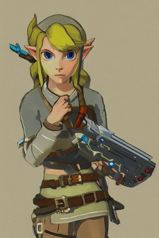 Image similar to an in game portrait of cia from the legend of zelda breath of the wild, breath of the wild art style.