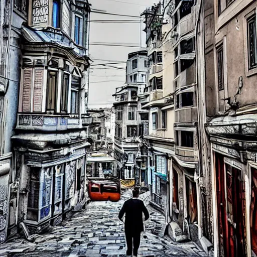 Prompt: zdzislaw bensinski style istanbul