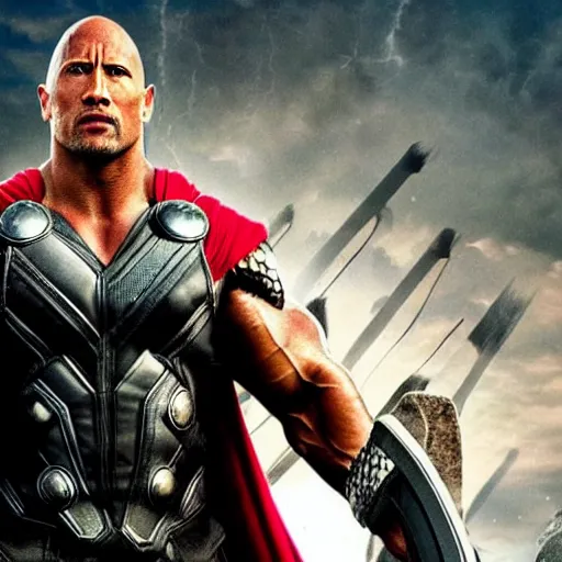 Prompt: Dwayne Johnson as Thor