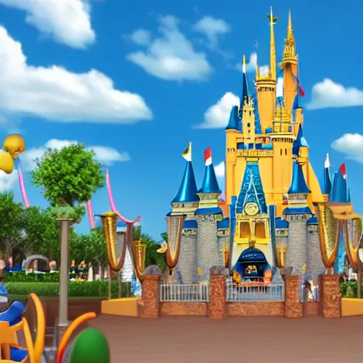 Image similar to 3d render of disney world made out of cheese